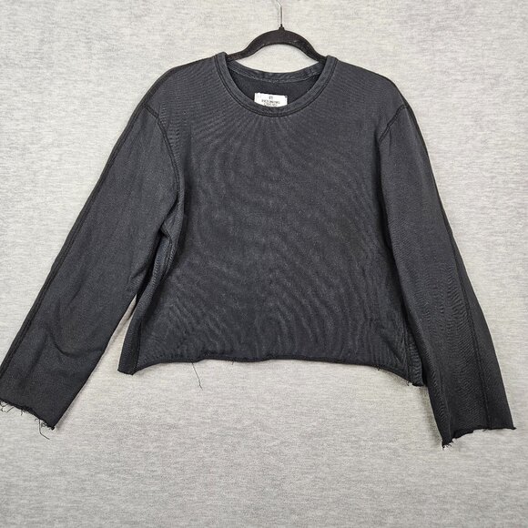 Reigning Champ Women’s Black Long Sleeve Cropped Sweatshirt Sz M - Picture 1 of 5